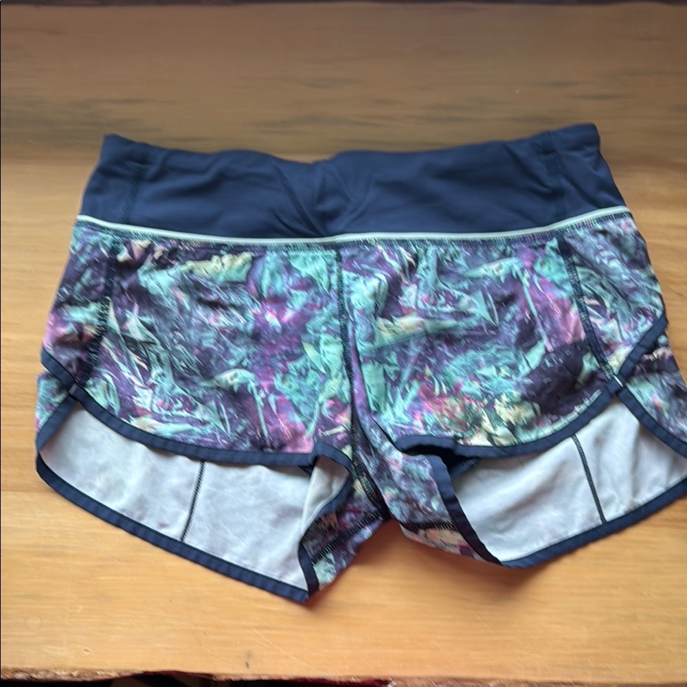 Lululemon Purple and Green Speed Shorts